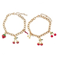 New Strawberry Durian Cherry Fresh Pastoral Style Fruit Series Couple Bracelet #G4. 13d #
