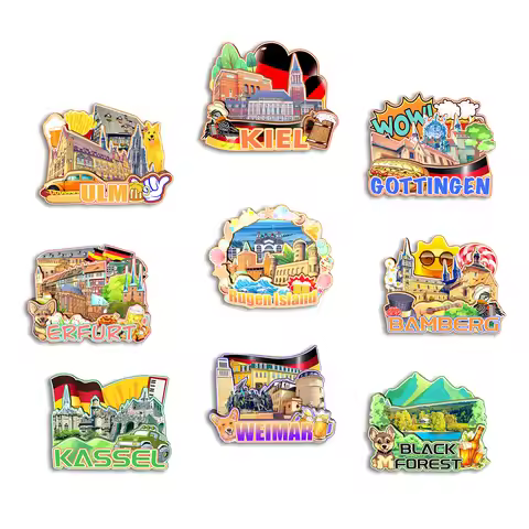 Bamberg Weimar Black Forest Rugen Island Kassel Erfurt Ulm Gottingen Kiel Germany Fridge Magnet Trav