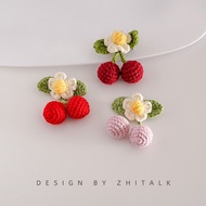 Handmade wool small cherry brooch corsage accessories Japanese small fresh sweater scarf hat decorat