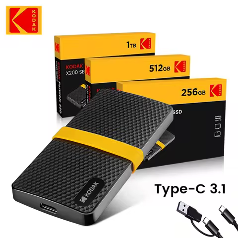 KODAK X200 External SSD Hard Drive HD Externo USB3.1 and Type- Mini Portable SSD 256B 512GB 1TB For 