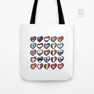 Eurovision Song Contest Flags Hearts Canvas Tote Bag