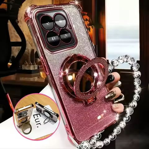 For Honor X9C Shockproof Glitter Plating Crystal Bracelet for Magsafe Phone Holder Case For Huawei H