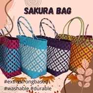 [Cheerfulbee] FREE TWILLY Finely Handwoven Borneo SARAWAK Bidayuh Sakura Tote Bag Bakul Anyaman Sara