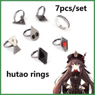 7pcs rings genshin hutao rings Anime Accessories Halloween Props girl size