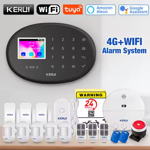 KERUI W204 4G Home Alarm System New Black Alarm Panel Wireless Motion Sensor Tuya Smart WiFi GSM for