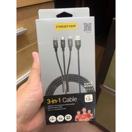 Pisen LS-AP06 3-lead umbrella charging cable 1.2m fast charging 3A 18W