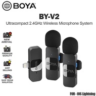 BOYA BY-V2/BY-V20 Wireless Microphone with Active Noise Cancelling Mic Power Wireless Microphone 2.4