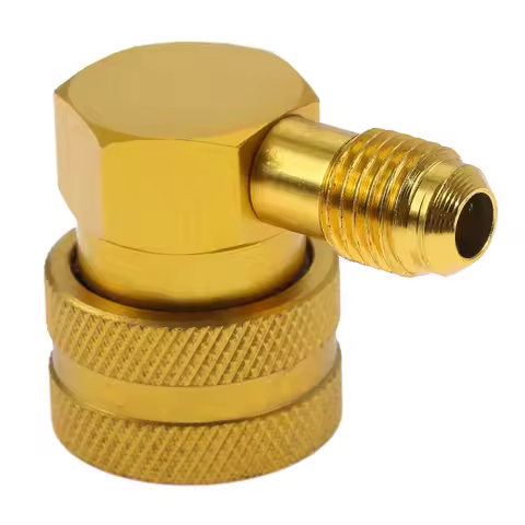 Car R134A Refrigerant Quick Couplers Adapter 90 Degree 1/4" SAE Low Side A/C Air Condition Manifold 