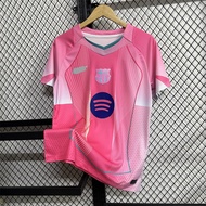 25-26FCB pre match warm-up training pink sports T-shirt short sleeved round neck plus loose fit spor