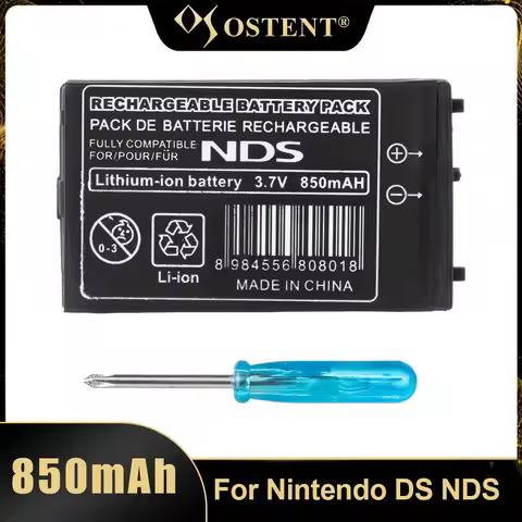 OSTENT 3.7V 850mAh Rechargeable Lithium Battery Replacement Pack For Nintendo DS NDS Game Console + 