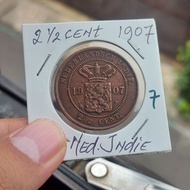 Koin Benggol 2 1/2 Cent 1907 Detail Bagus Penjajahan Belanda