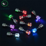 LANFO Glow Earrings Dazzling Earring Punk Rhinestones Bar Trinket Men Earrings LED Luminous Diamond 