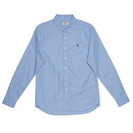 GIORDANO Men's Small Lion Long Sleeves Oxford Shirt (01043093) - 02 - Blue