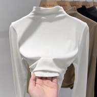 Y6Y-Sexy Slim Fit Long Sleeve T-Shirt For Women In Summer Fashionable Pleated High Neck Tops