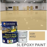 5Litre ( IVORY 4052 ) Paint Epoxy Floor Paint Coating ( FOUR SEASONS ) 5L (Cat Lantai Simen Epoxy)