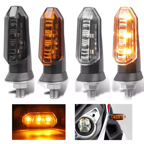 8mm Mini Motorcycle LED Turn Signal Lights Amber Flashing Light Blinker Turn Signal lamp 12V Moto In