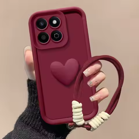 For Honor X7C Case Honor X7C Phone Case Full Package Matte Anti Drop Love Heart Hnad Strap Back Cove