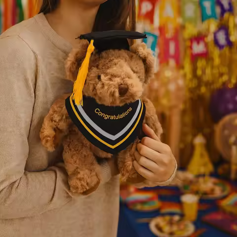 Lovely Graduation Season Bear 20cm Cute Graduation Bear Soft Stuffed Doctoral Cap Bear Animal Studen