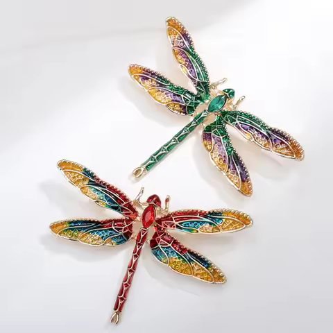 Exquisite Classic Crystal Dragonfly Brooches Pins For Women Rhinestone Insect Series Meatl Suit Offi