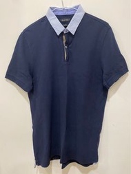 Massimo Dutti  藍色格子領polo衫