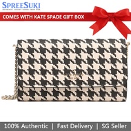 Kate Spade Handbag In Gift Box Crossbody Bag Darcy In Houndstooth Print Chain Wallet Crossbody Black # K9155