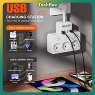 TechBee 3-Pin Electrical Plug Usb Socket Universal Travel Socket Electrical Plug