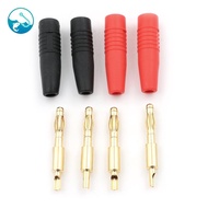 [ritonlywond] 4pcs Gold Plated Copper 4mm Banana Male Plug Test DIY Solder Connector R+B TH