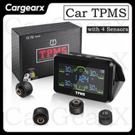 TPMS Tire Pressure Monitoring System with Removable Bracket, Solar/USB Charging, 5 Alarm System, 4 E