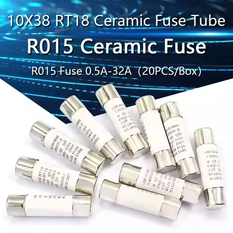 20-200PCS R015 Fuse RO15 Ceramic Fuse Tube 10X38 RT18 0.5A 1A 2A 3A 4A 5A 6A 8A 10A 16A 25A 32A RO15