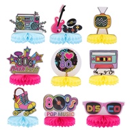 [ ] 9 Pcs 80s 1980s Decoration Vintage Christmas Decorations Prom Sign Birthday Party Desktop Table 