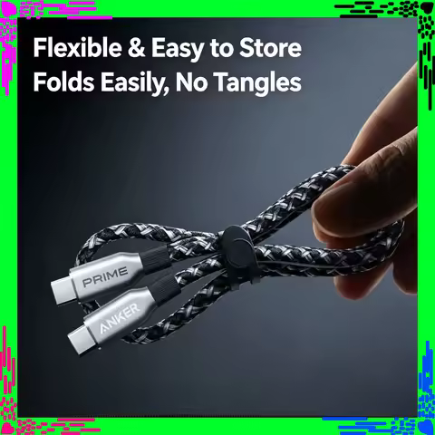 Anker Prime USB‑C To USB‑C Cable 240W Fast Charging 3ft/6ft Upcycled Braided Nylon 100‑Year Bend‑Res