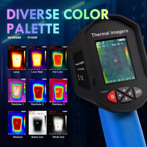 950F Infrared Thermal Imager 32×32 IR Resolution -40℃~300℃ 2.4" LCD Visual Light Fusion 9 Color Pale