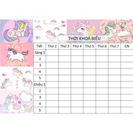 Combo of 2 cute cartoon unicorn horse Timetable A4TKB8 A4