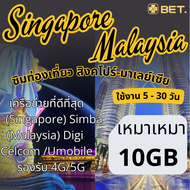 Singapore Malaysia SIM ซิมสิงคโปร์ มาเลเซีย ซิมเน็ตไม่จำกัด 4G เต็มสปีด เริ่ม 3GB-5GB-10GB-20GB-30GB