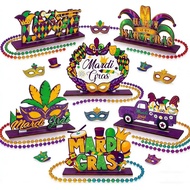 6PCS Mardi Gras Table Decoration Signs Mardi Gras Table Centerpieces Let the Good Times Roll Sign Wo