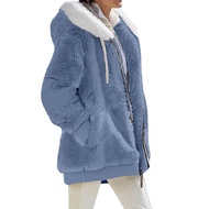 Women Winter Coat Solid Color Warm Furry Plush Plus Size Lady Coat Winter Clothes