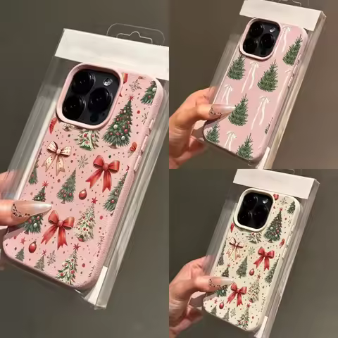 Christmas Tree Bow Lichee Pattern Case For VIVO V50 V40 V60 Lite Y04 Y03 Y22S Y19S Y17S Y28 Y29 Y27 