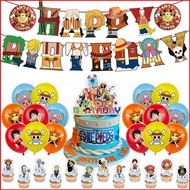ns4 One Piece theme kids birthday party decorations banner cake topper balloons set supplies