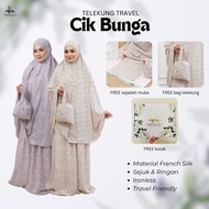 Hanna Mirae Telekung Cik Bunga Travel Ironless Sejuk Ringan Tak Jarang Free Beg dan Alas Sujud