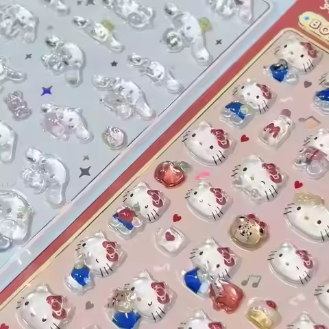Hello Kitty 3D Hollow Bubble Relief Sticker Sanrio Kawaii DIY Reward Sticker Cute Sticker for Kids G
