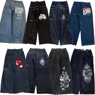 y2k jeans seluar jeans lelaki Cross-Border JNCO Y2K Loose Jeans with Embroidery - Retro Style