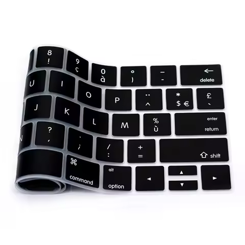 French AZERTY Keyboard Cover US Version Protector For MacBook Pro Touch Bar 13 15 2019 2018 2017 A21