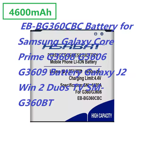 4600mAh EB-BG360CBC Battery for Samsung Galaxy Core Prime G3608 G3606 G3609 Battery Galaxy J2 Win 2 