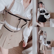 3 Piece shirt set with 2-piece shirt mixed with Bigsize pleated skirt KN from 50kg to 100kg M/L/XL/X