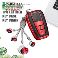 Leather TPU Car Key Cover Case Bag Shell Key Chain Holder for Toyota Camry Prado CHR Prius Corolla RAV 4 Protector Accessories