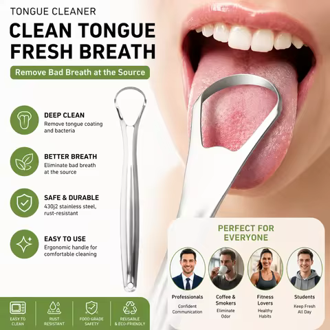 Tongue Scraper Stainless Steel Oral Cleaner Bad Breath Remover Fresh Breath Dental Hygiene Tool for 
