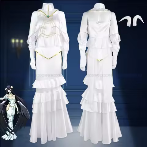 Anime Overlord Albedo Cosplay Costume Halloween Christmas Costume Cos Horn Women White Dress Overlor