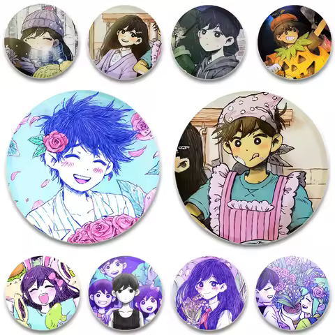 32/44/58MM RPG Omori Anime Figures Brooch Snap-in Button Pins Cartoon Badge for Clothes Backpack Dec