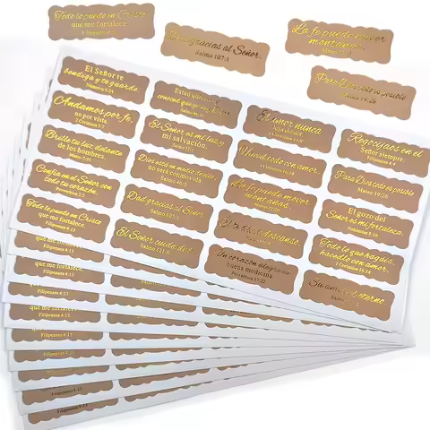 200 Pcs Foil Golden Spanish Bible Verse Stickers – Inspirational Scripture Quote Labels, Self-Adhesi