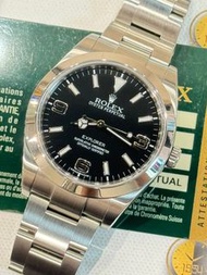 🌈🌈新返貨啦🌈🌈💰💰現金價💰💰💳連出世卡💳🖤原裝黑色面🖤39mm💙💜大熱款式369😍 Rolex Explorer 1 214270 連原裝勞力士鋼帶👔BW4049（旺角洗衣街店）
